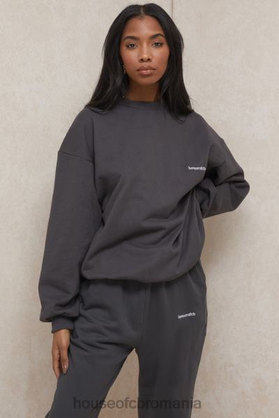îmbrăcăminte House of CB hanorac oversize tommy charcoal cu decolteu X4F68801