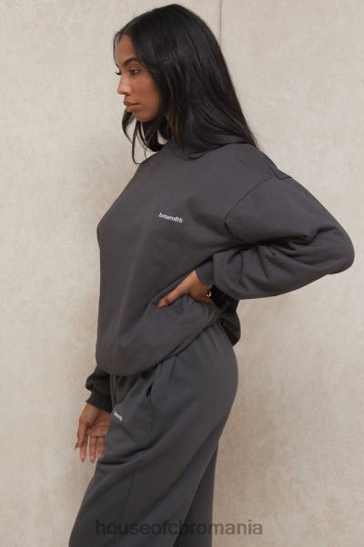 îmbrăcăminte House of CB hanorac oversize tommy charcoal cu decolteu X4F68801