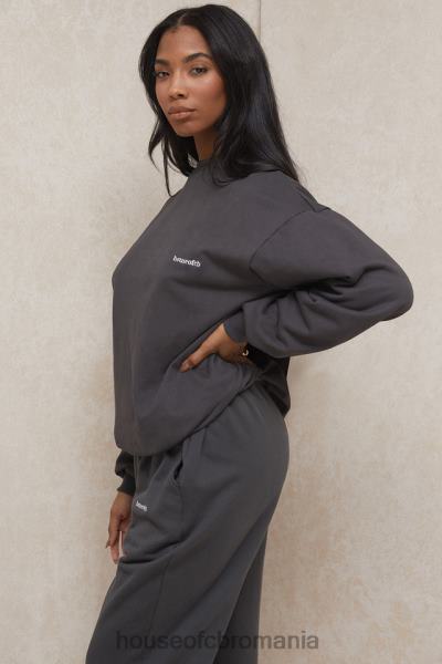 îmbrăcăminte House of CB hanorac oversize tommy charcoal cu decolteu X4F68801