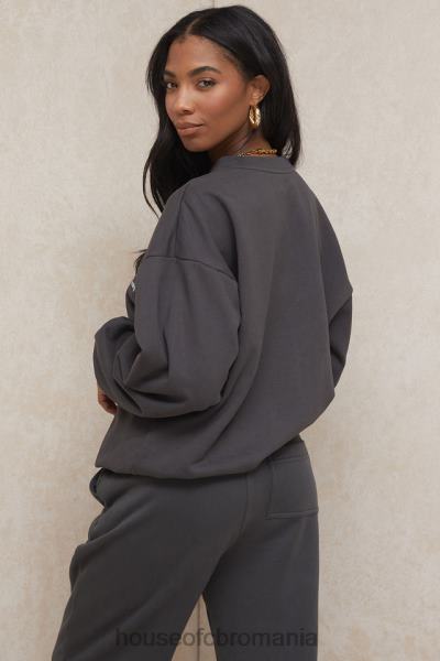 îmbrăcăminte House of CB hanorac oversize tommy charcoal cu decolteu X4F68801