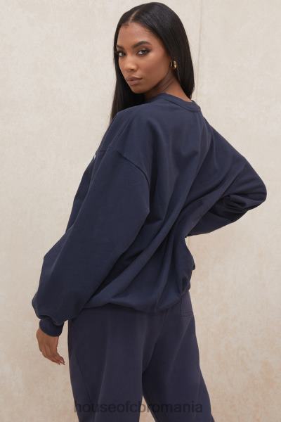 îmbrăcăminte House of CB hanorac oversize tommy navy cu gât crew X4F68800
