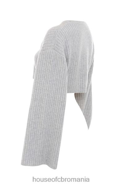 îmbrăcăminte House of CB pulover oversized crop cu nervuri shana gri X4F68771