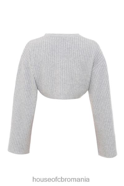 îmbrăcăminte House of CB pulover oversized crop cu nervuri shana gri X4F68771