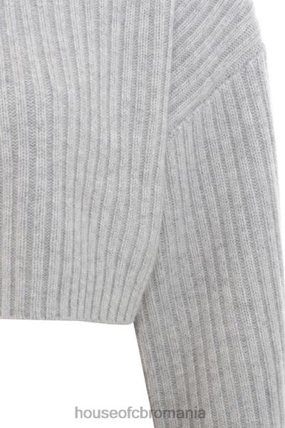 îmbrăcăminte House of CB pulover oversized crop cu nervuri shana gri X4F68771