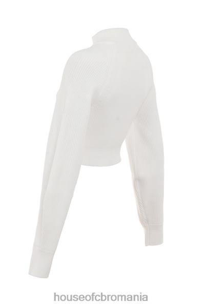 îmbrăcăminte House of CB reeva pulover alb cu mânecă balon cu nervuri X4F68659