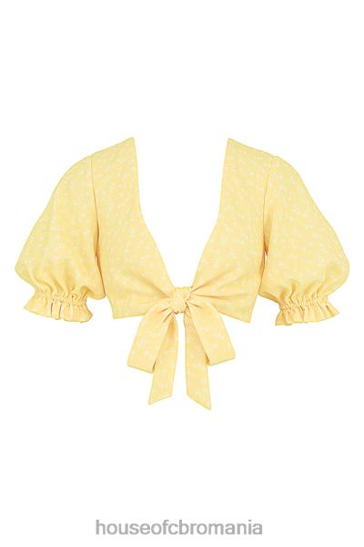 îmbrăcăminte House of CB Alanya lemon floral cravată partea de sus față X4F68744