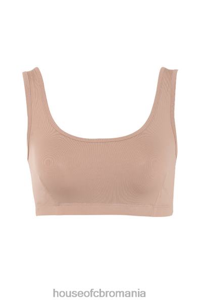 îmbrăcăminte House of CB Top cropped din jerseu elastic abbey moka X4F68812