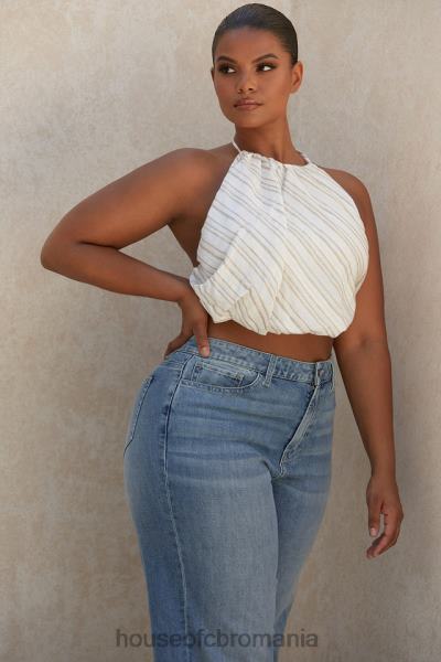îmbrăcăminte House of CB Top cu halter fără spate din amestec de in Bette X4F68806