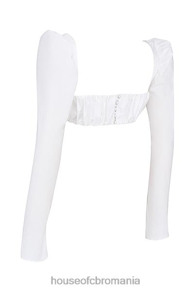 îmbrăcăminte House of CB Top cu mâneci bufante alb shira X4F68669