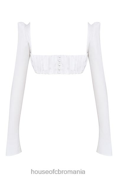 îmbrăcăminte House of CB Top cu mâneci bufante alb shira X4F68669