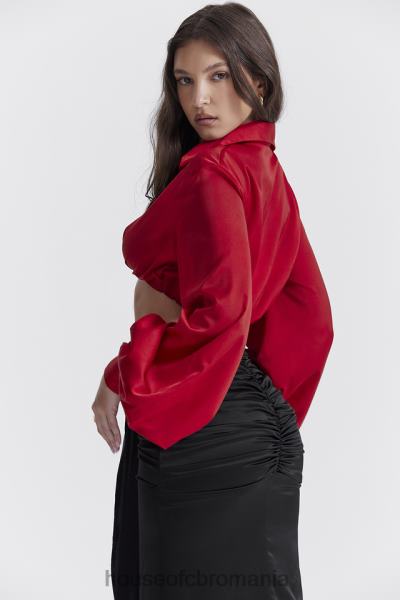 îmbrăcăminte House of CB bluson din mătase cireș laraine X4F68673