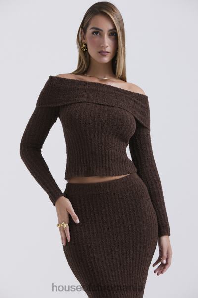 îmbrăcăminte House of CB ciocolată șofran tricot moale boucle X4F68656