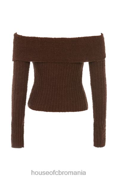 îmbrăcăminte House of CB ciocolată șofran tricot moale boucle X4F68656