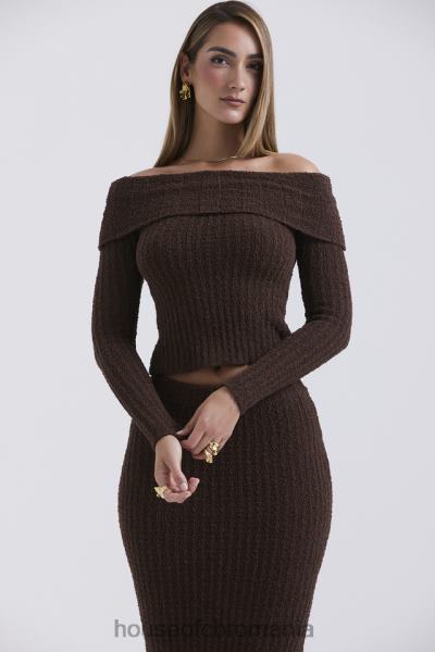 îmbrăcăminte House of CB ciocolată șofran tricot moale boucle X4F68656