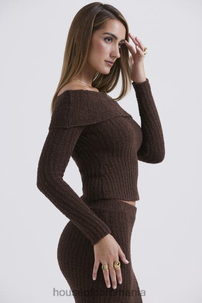 îmbrăcăminte House of CB ciocolată șofran tricot moale boucle X4F68656