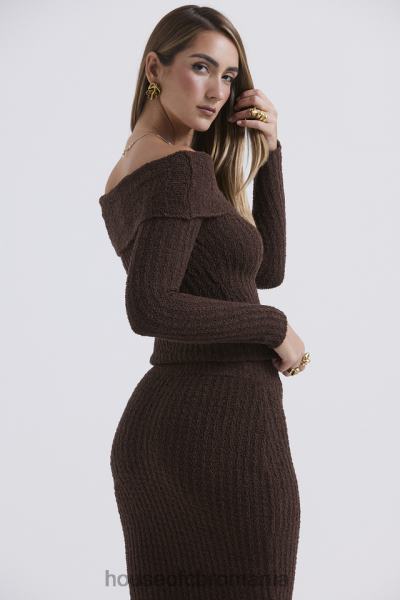 îmbrăcăminte House of CB ciocolată șofran tricot moale boucle X4F68656