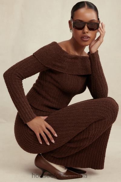 îmbrăcăminte House of CB ciocolată șofran tricot moale boucle X4F68656