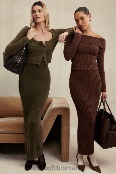 îmbrăcăminte House of CB ciocolată șofran tricot moale boucle X4F68656