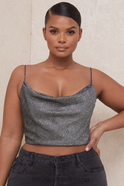 îmbrăcăminte House of CB crop top lulia argintiu X4F68774