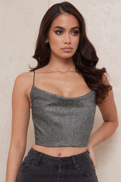 îmbrăcăminte House of CB crop top lulia argintiu X4F68774