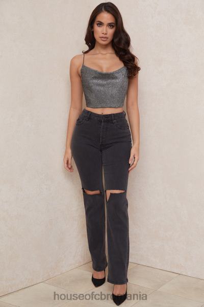 îmbrăcăminte House of CB crop top lulia argintiu X4F68774