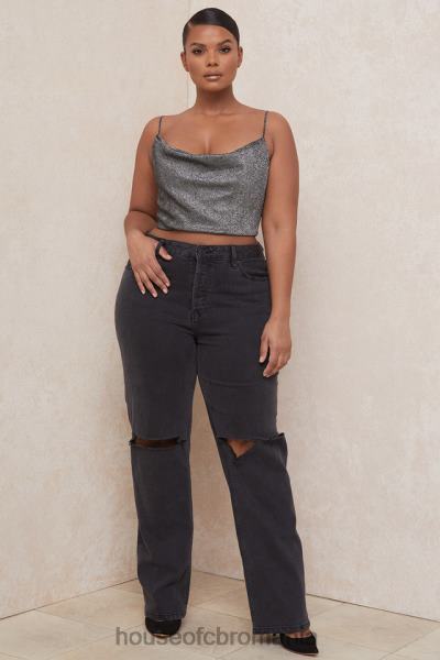 îmbrăcăminte House of CB crop top lulia argintiu X4F68774