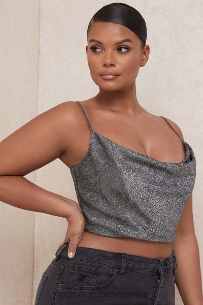 îmbrăcăminte House of CB crop top lulia argintiu X4F68774