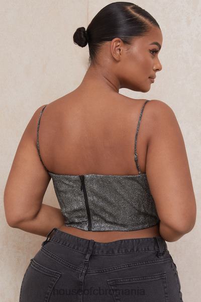 îmbrăcăminte House of CB crop top lulia argintiu X4F68774
