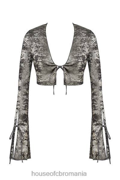 îmbrăcăminte House of CB giulia pewter shimmer velvet satin top X4F68705