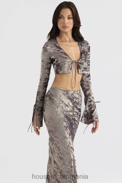 îmbrăcăminte House of CB giulia pewter shimmer velvet satin top X4F68705