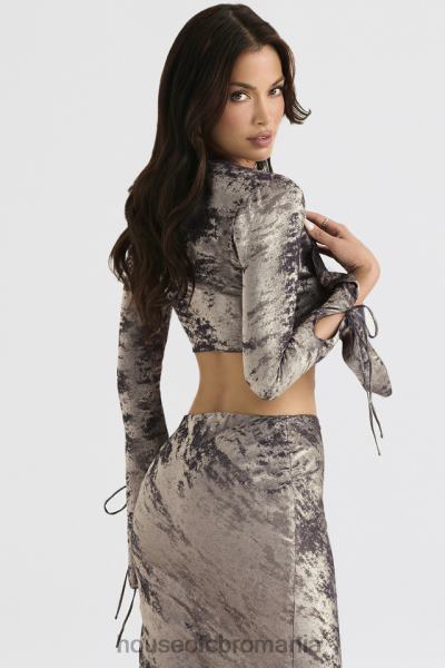 îmbrăcăminte House of CB giulia pewter shimmer velvet satin top X4F68705