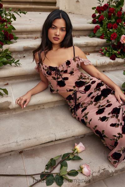 îmbrăcăminte House of CB graciela roz praf devore top X4F68684