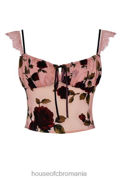 îmbrăcăminte House of CB graciela roz praf devore top X4F68684