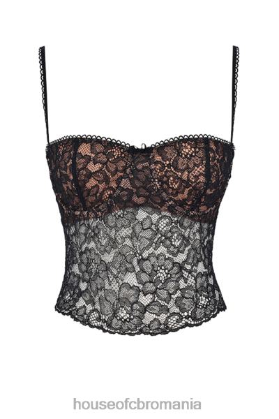 îmbrăcăminte House of CB jacinta negru dantela cami top X4F68686