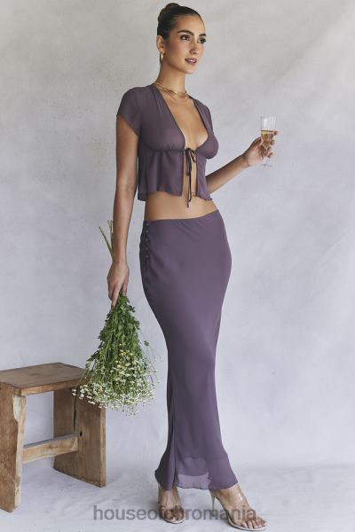 îmbrăcăminte House of CB maia mov inchis cravata fata top X4F68708