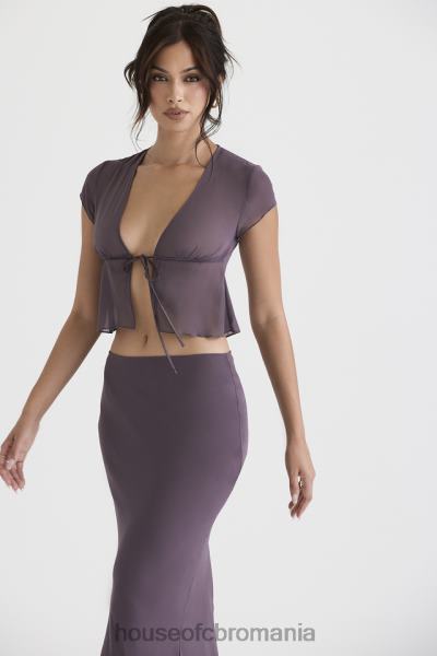îmbrăcăminte House of CB maia mov inchis cravata fata top X4F68708