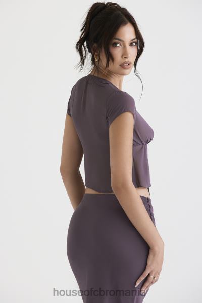 îmbrăcăminte House of CB maia mov inchis cravata fata top X4F68708