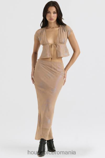 îmbrăcăminte House of CB maia shimmer cafe au lait tie front top X4F68700