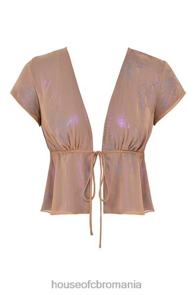 îmbrăcăminte House of CB maia shimmer cafe au lait tie front top X4F68700