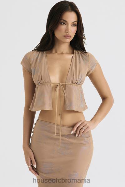 îmbrăcăminte House of CB maia shimmer cafe au lait tie front top X4F68700