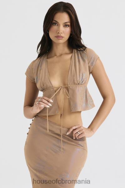 îmbrăcăminte House of CB maia shimmer cafe au lait tie front top X4F68700