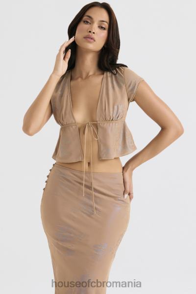 îmbrăcăminte House of CB maia shimmer cafe au lait tie front top X4F68700