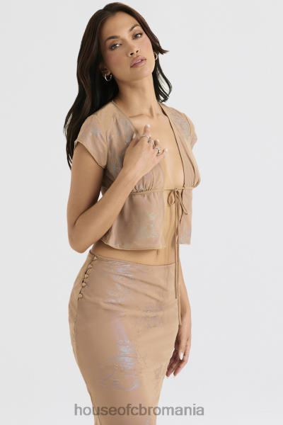 îmbrăcăminte House of CB maia shimmer cafe au lait tie front top X4F68700