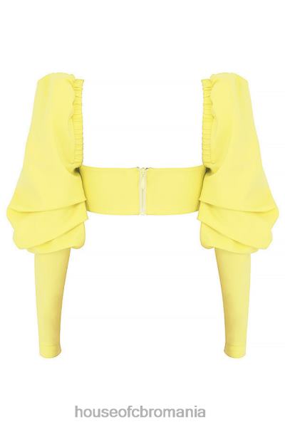 îmbrăcăminte House of CB mistress rocks tough love lemon puf sleeve cropped top X4F68754