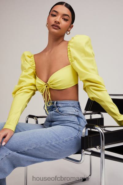 îmbrăcăminte House of CB mistress rocks tough love lemon puf sleeve cropped top X4F68754