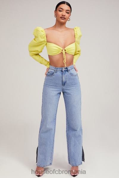 îmbrăcăminte House of CB mistress rocks tough love lemon puf sleeve cropped top X4F68754