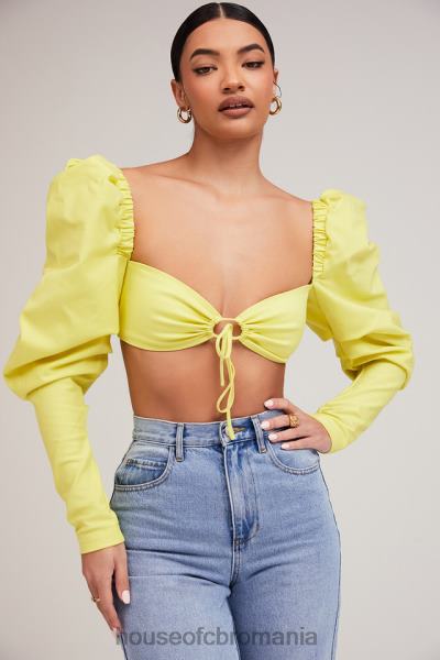 îmbrăcăminte House of CB mistress rocks tough love lemon puf sleeve cropped top X4F68754