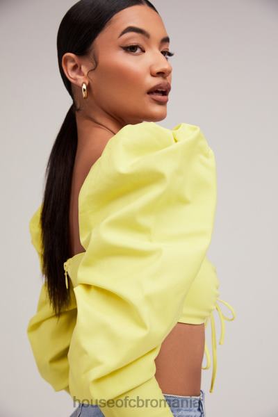 îmbrăcăminte House of CB mistress rocks tough love lemon puf sleeve cropped top X4F68754