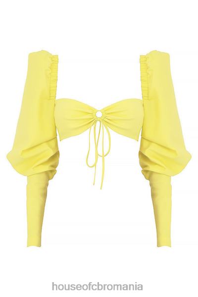îmbrăcăminte House of CB mistress rocks tough love lemon puf sleeve cropped top X4F68754