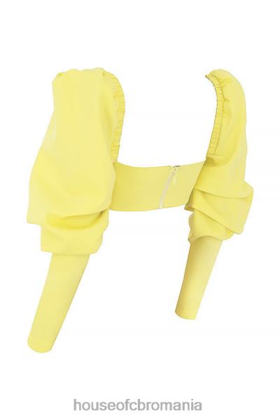 îmbrăcăminte House of CB mistress rocks tough love lemon puf sleeve cropped top X4F68754